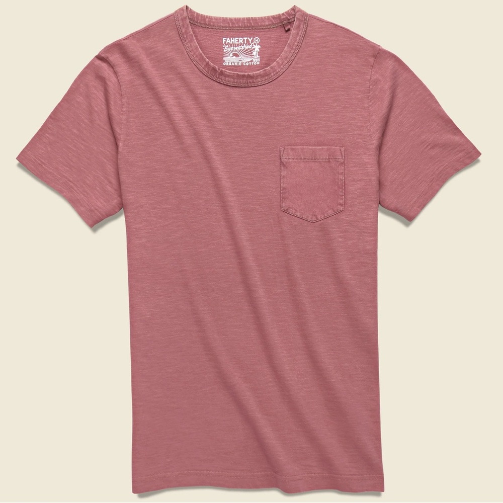 Faherty Garment Dyed Pocket Tee - Plum Wine